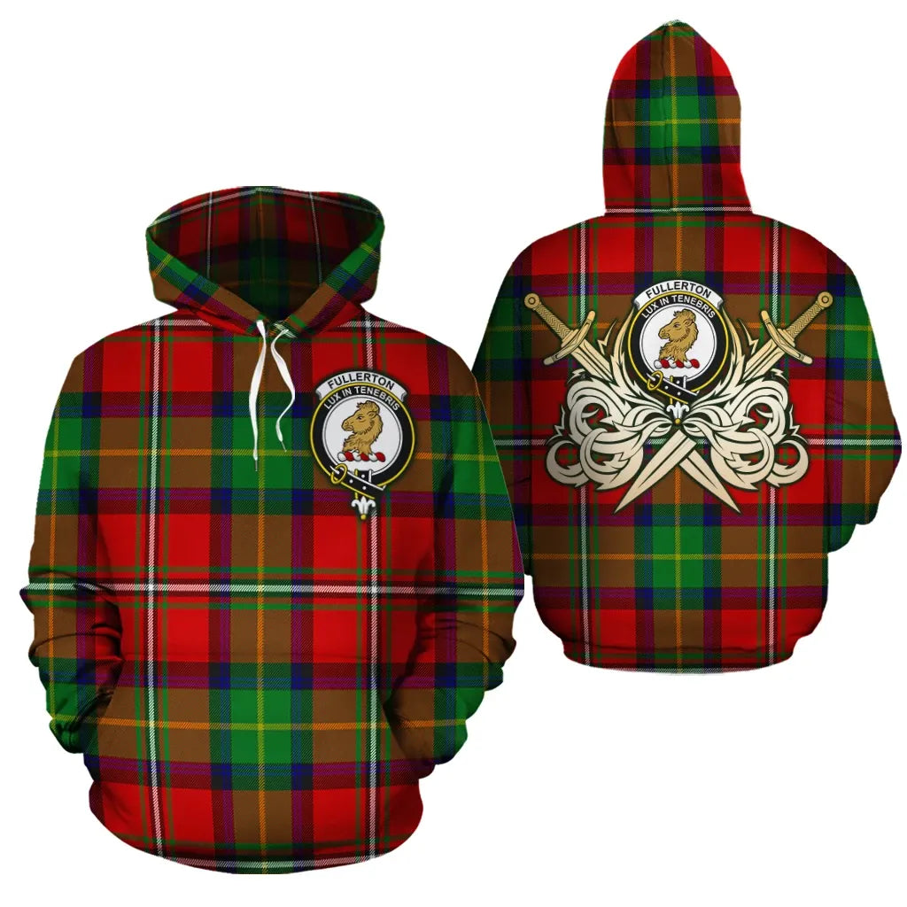 Printivon Fullerton Clan Crest Tartan Scottish Gold Thistle Hoodie