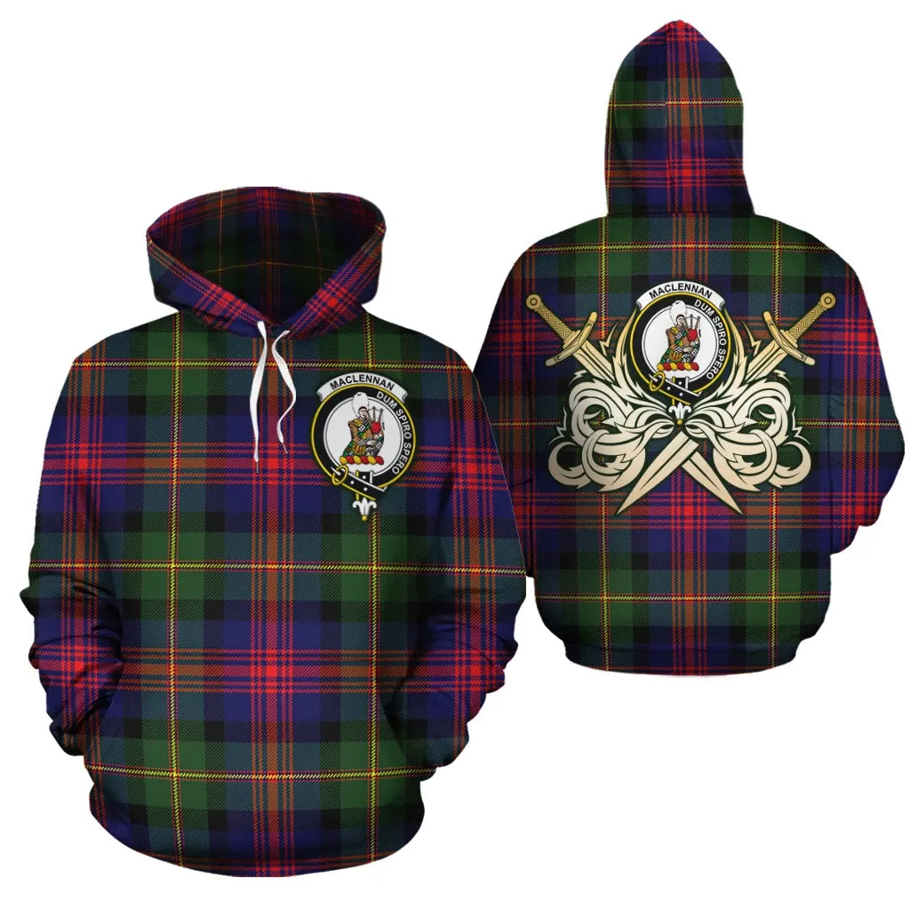 Printivon Maclennan Clan Crest Tartan Scottish Gold Thistle Hoodie