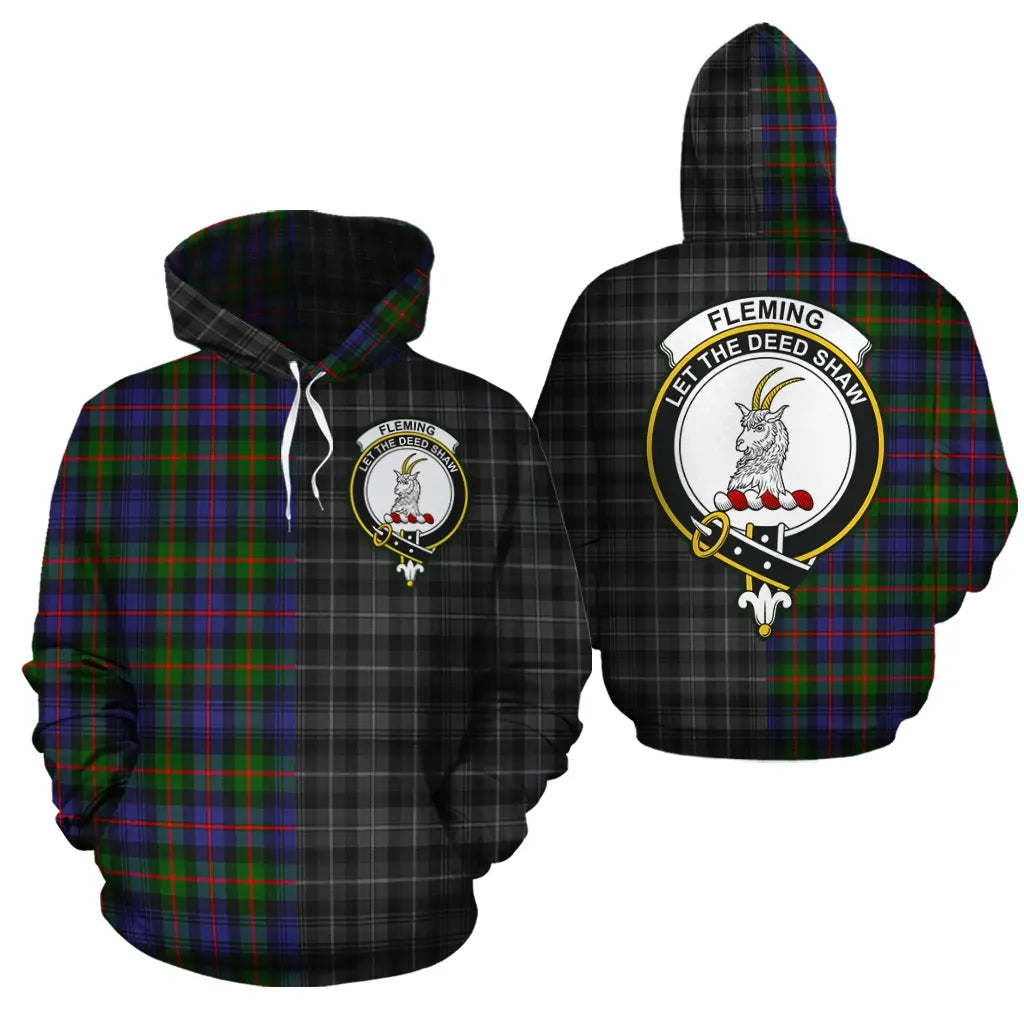 Printivon Fleming Clan Half Of Me New Version Crest Tartan Hoodie