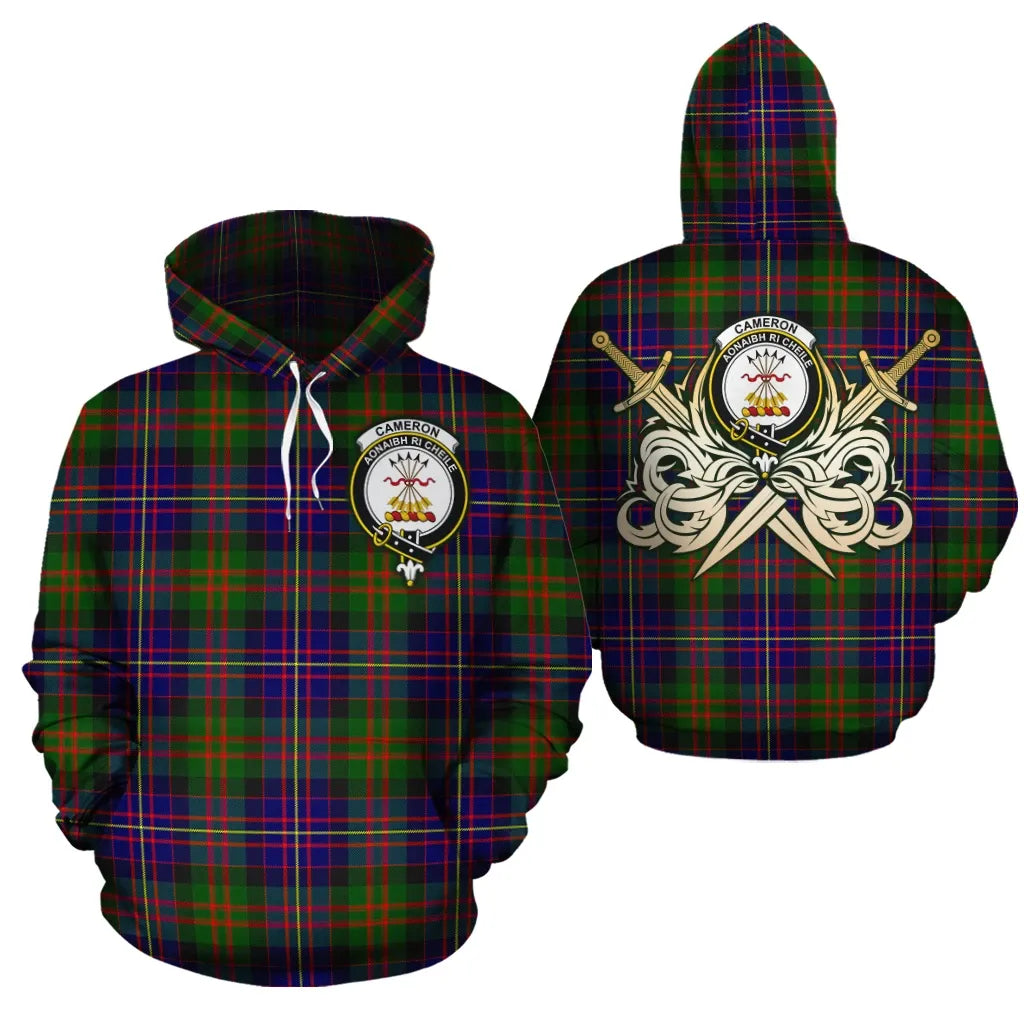 Printivon Cameron Of Erracht Modern Clan Crest Tartan Scottish Gold Thistle Hoodie