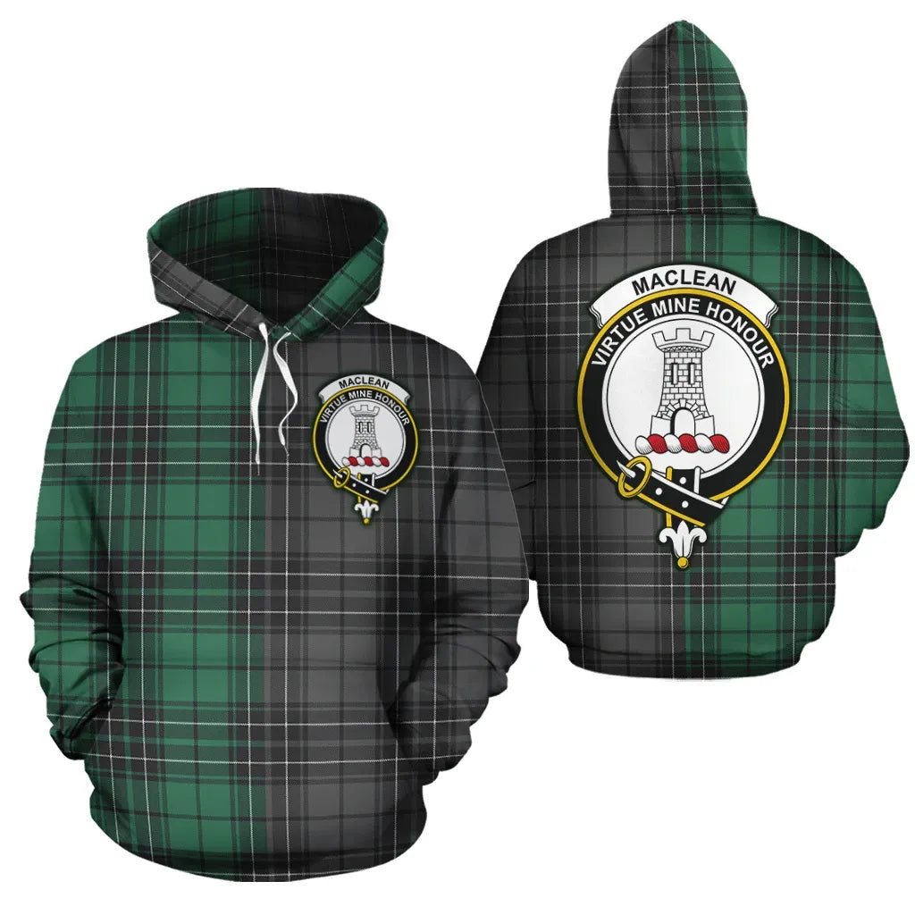 Printivon Maclean Hunting Ancient Clan Half Of Me New Version Crest Tartan Hoodie