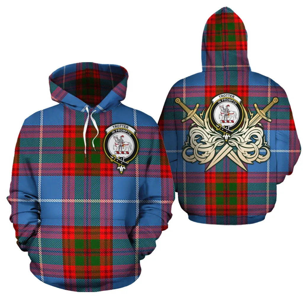 Printivon Trotter Clan Crest Tartan Scottish Gold Thistle Hoodie