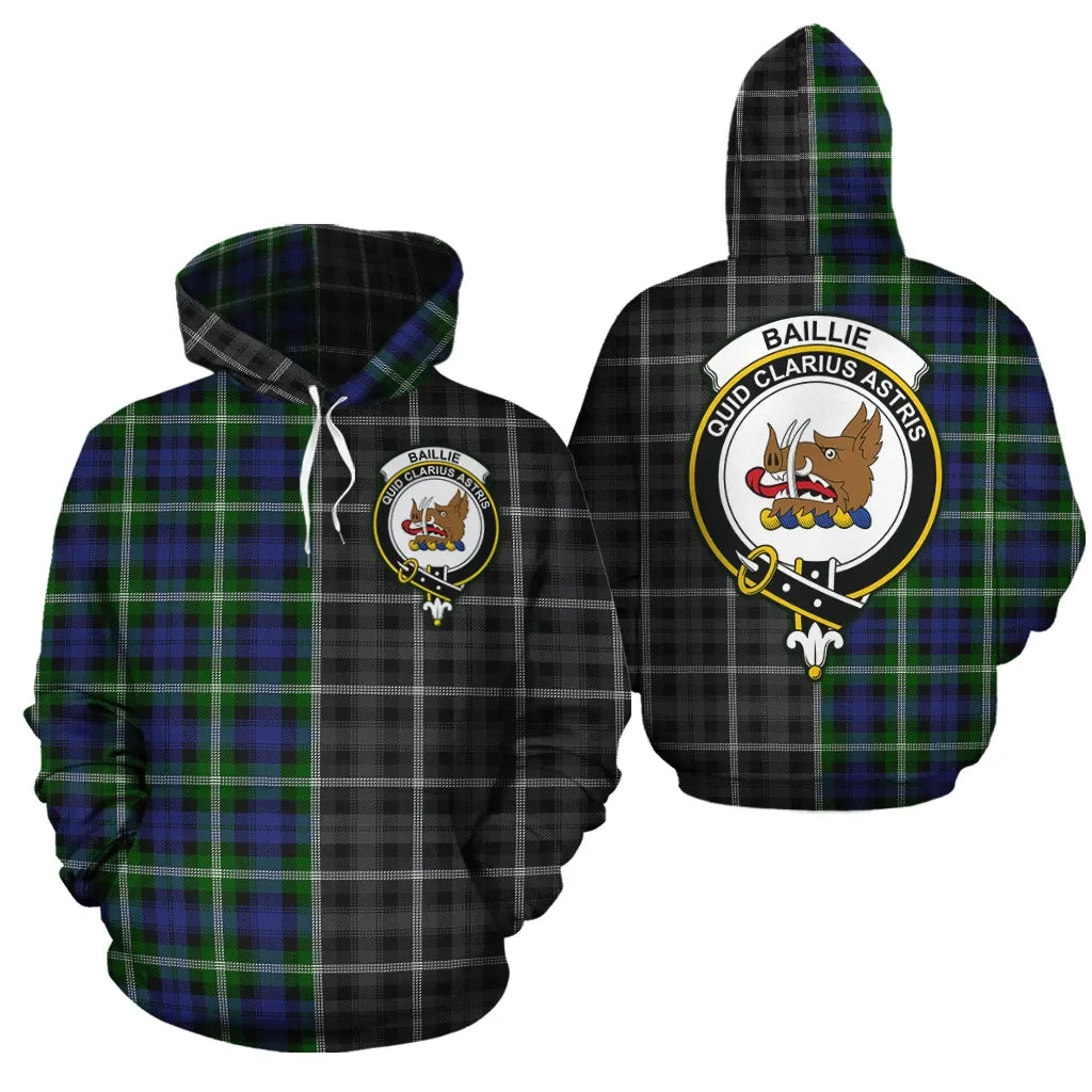 Printivon Baillie Modern Clan Half Of Me New Version Crest Tartan Hoodie