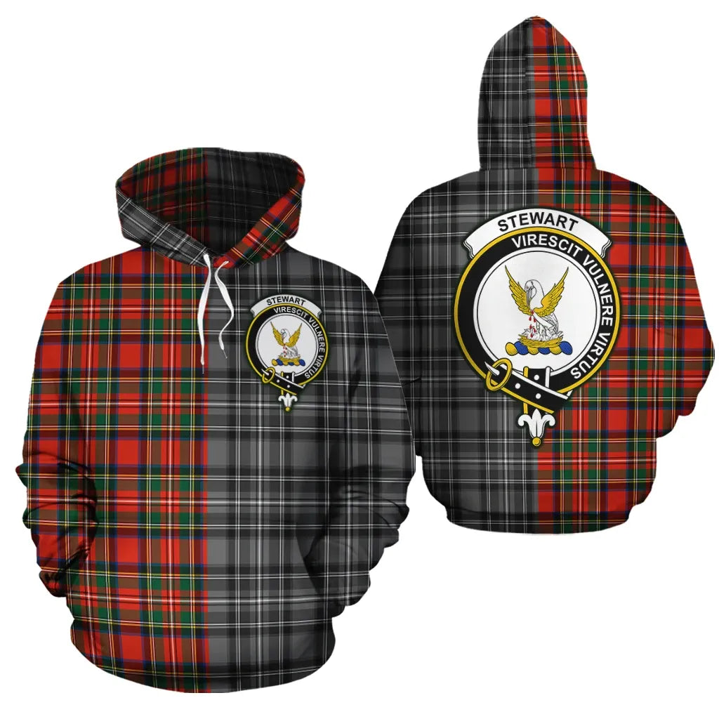 Printivon Stewart Royal Modern Clan Half Of Me New Version Crest Tartan Hoodie