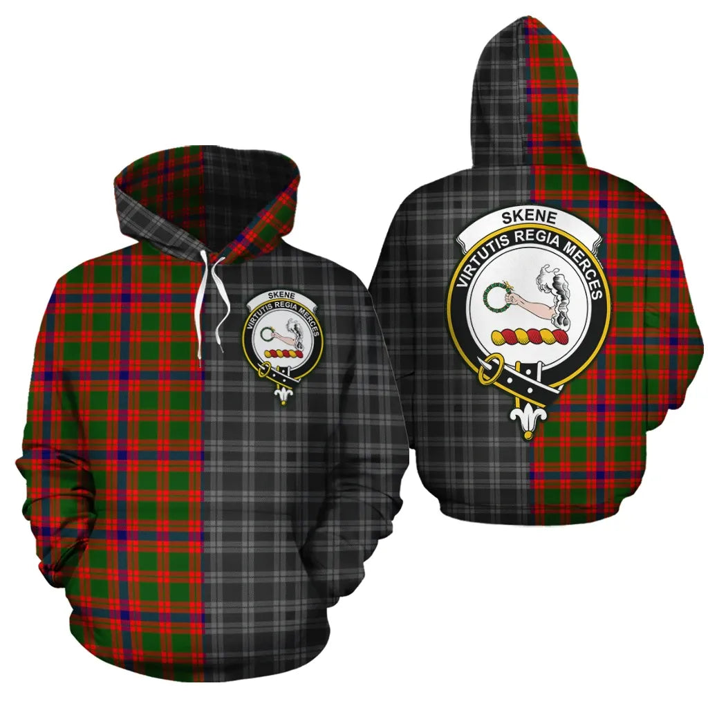 Printivon Skene Modern Clan Half Of Me New Version Crest Tartan Hoodie