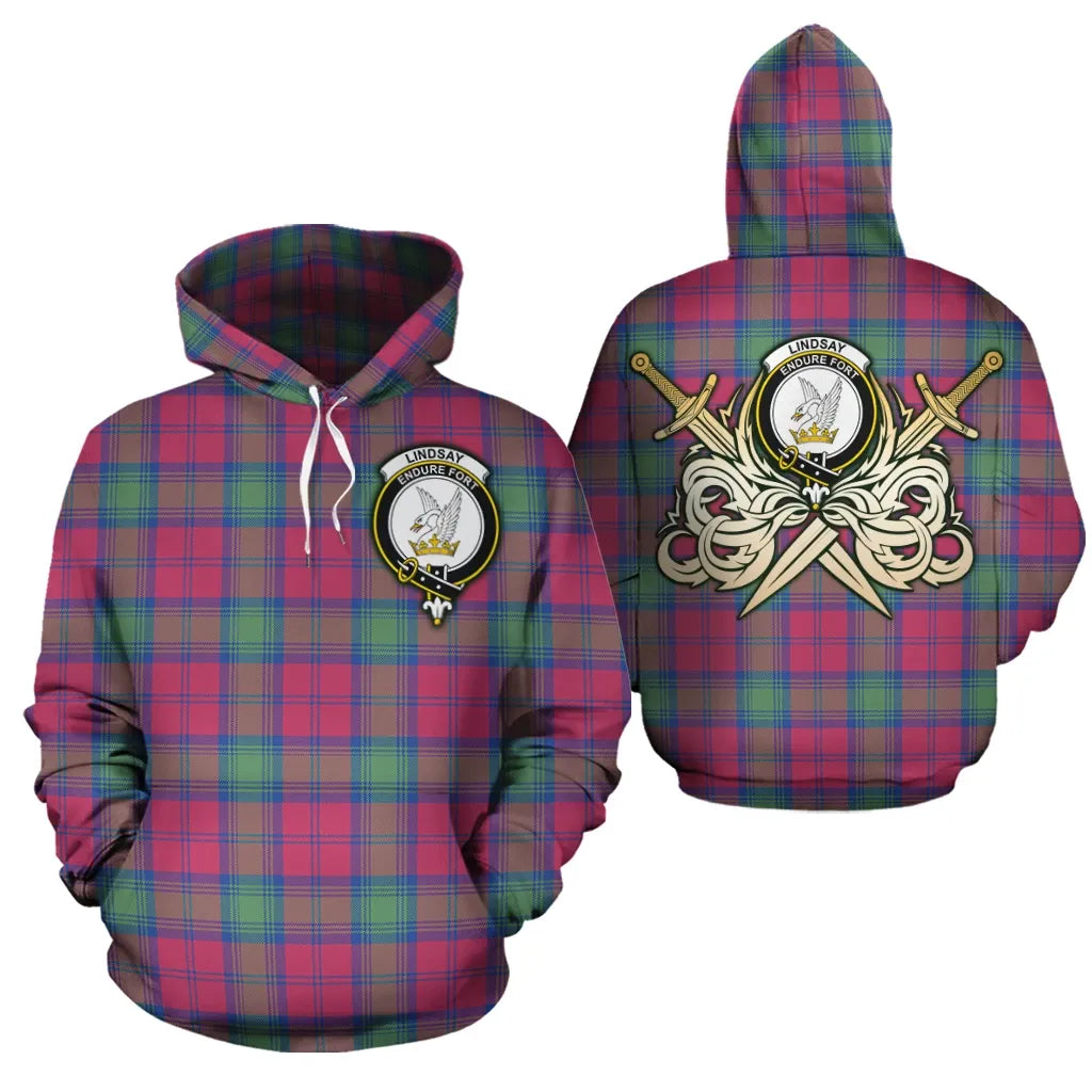 Printivon Lindsay Ancient Clan Crest Tartan Scottish Gold Thistle Hoodie
