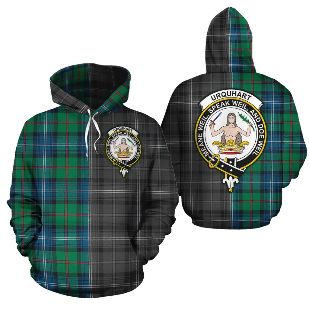 Printivon Urquhart Ancient Clan Half Of Me New Version Crest Tartan Hoodie