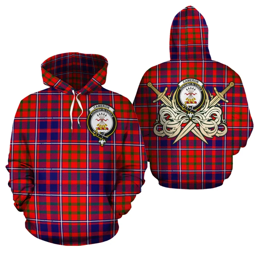 Printivon Cameron Of Lochiel Modern Clan Crest Tartan Scottish Gold Thistle Hoodie