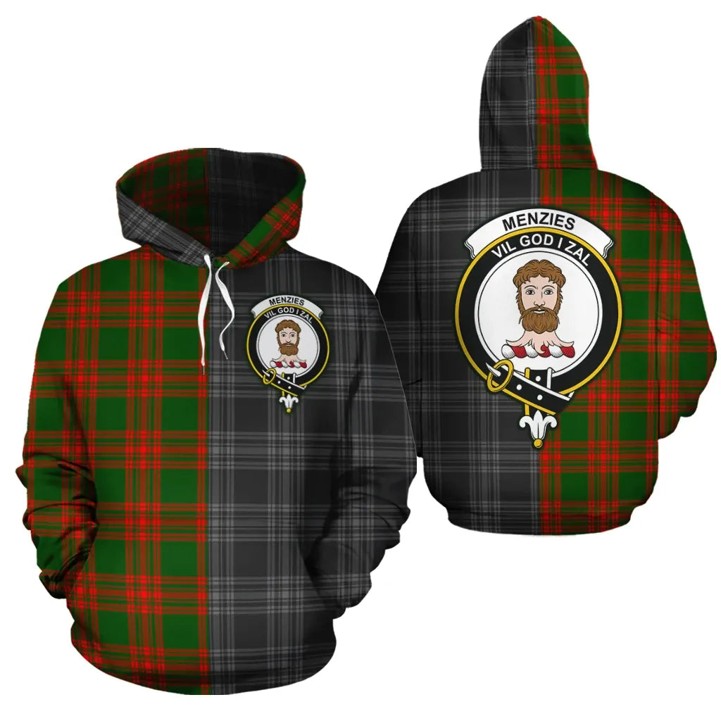 Printivon Menzies Green Modern Clan Half Of Me New Version Crest Tartan Hoodie