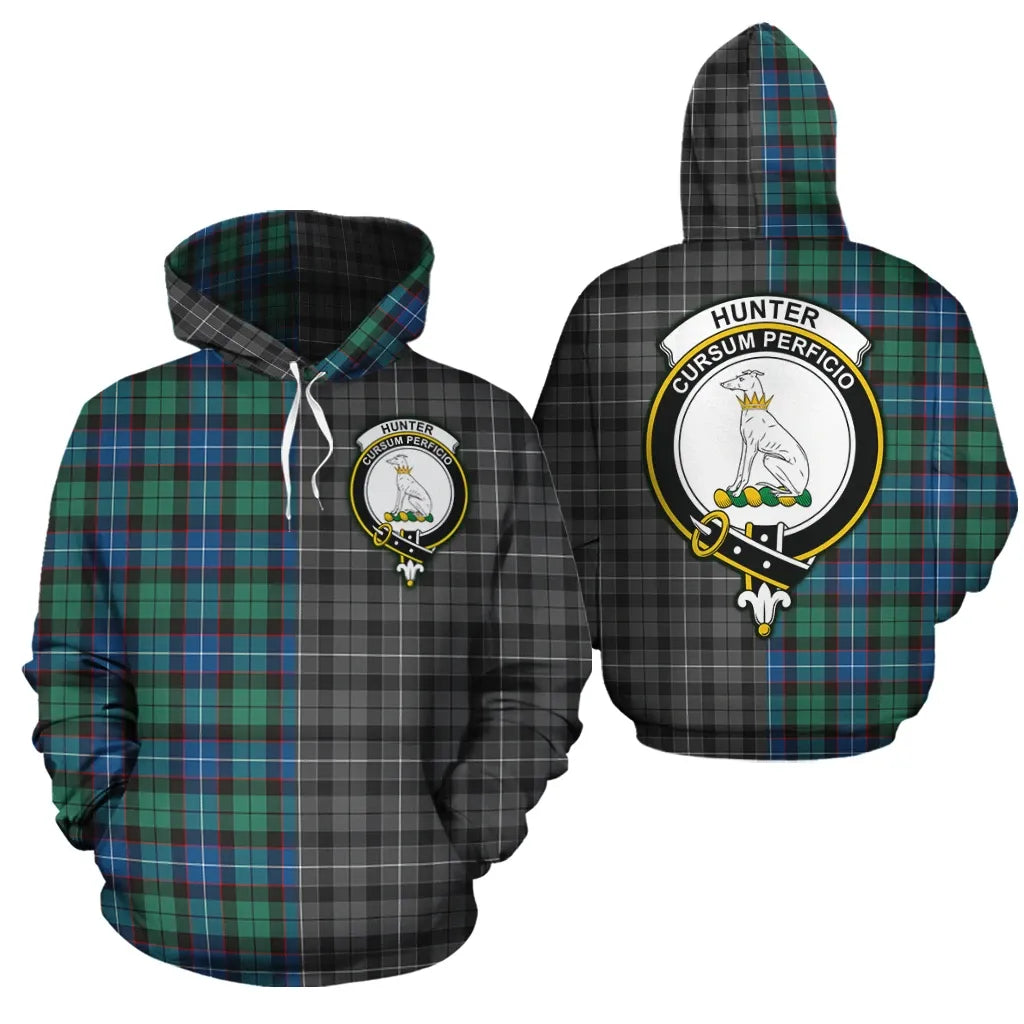 Printivon Hunter Ancient Clan Half Of Me New Version Crest Tartan Hoodie