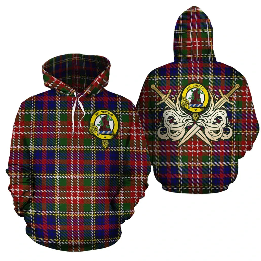 Printivon Christie Clan Crest Tartan Scottish Gold Thistle Hoodie