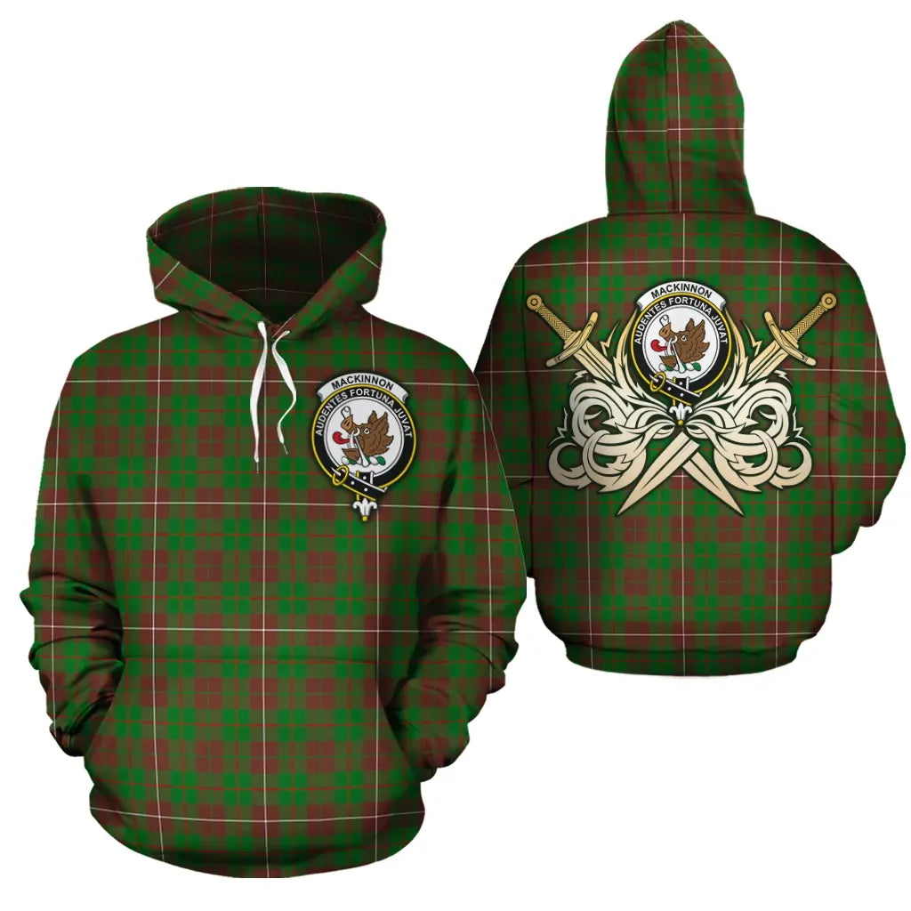 Printivon Mackinnon Hunting Modern Clan Crest Tartan Scottish Gold Thistle Hoodie