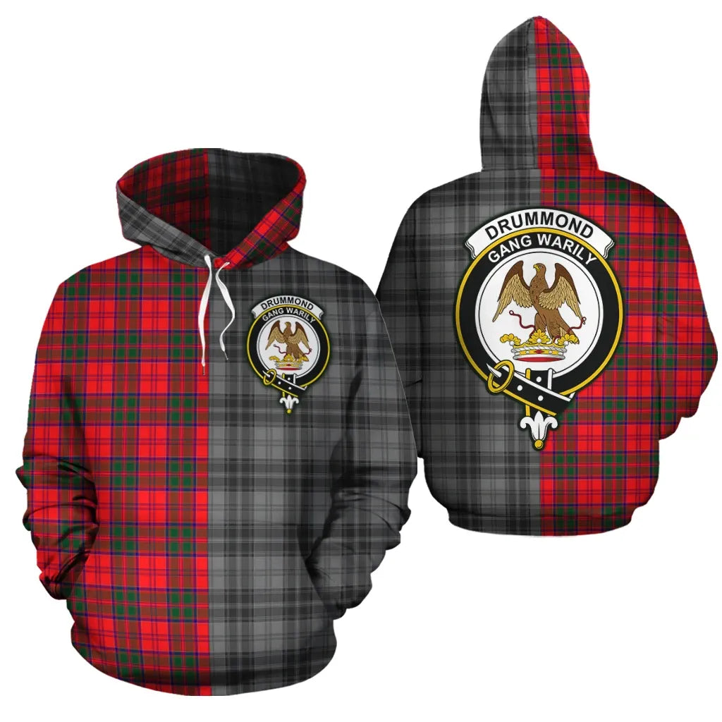 Printivon Drummond Modern Clan Half Of Me New Version Crest Tartan Hoodie