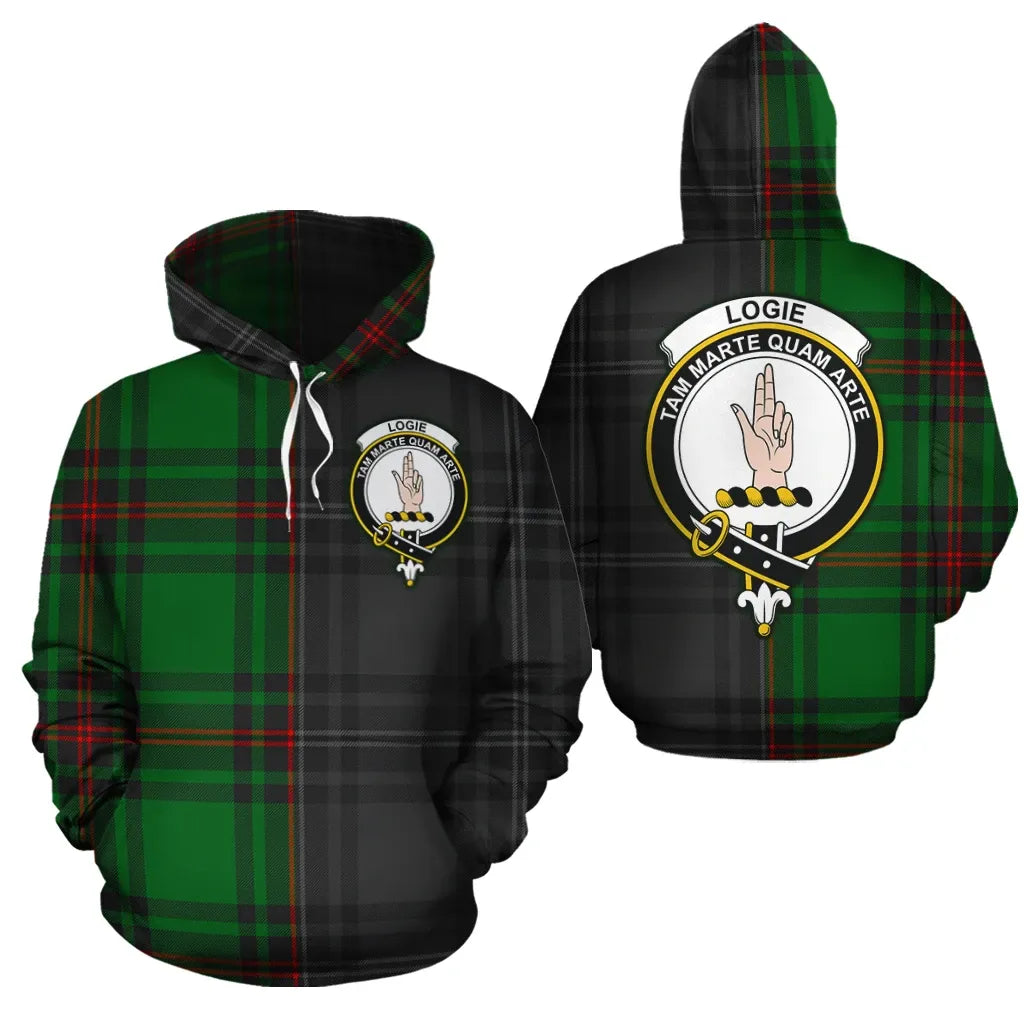 Printivon Logie Clan Half Of Me New Version Crest Tartan Hoodie