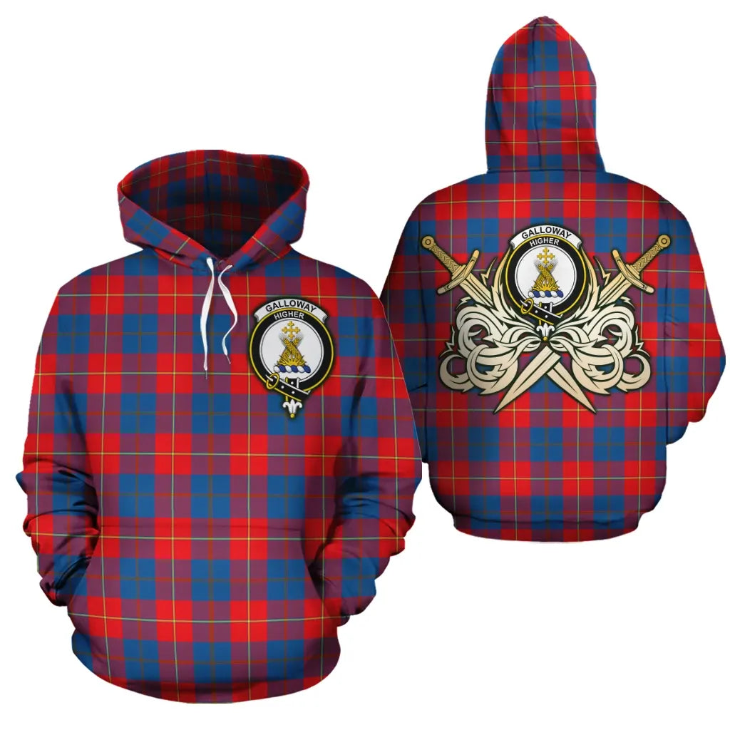 Printivon Galloway Red Clan Crest Tartan Scottish Gold Thistle Hoodie
