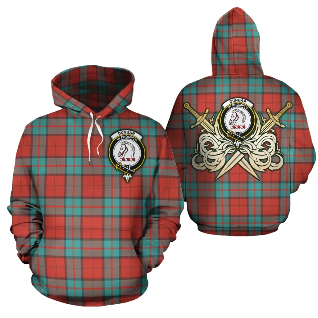 Printivon Dunbar Ancient Clan Crest Tartan Scottish Gold Thistle Hoodie