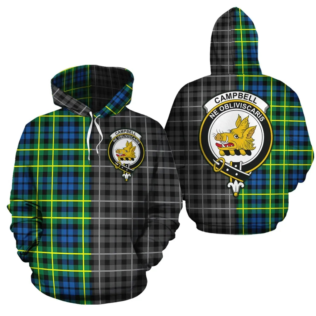 Printivon Campbell Of Breadalbane Ancient Clan Half Of Me New Version Crest Tartan Hoodie