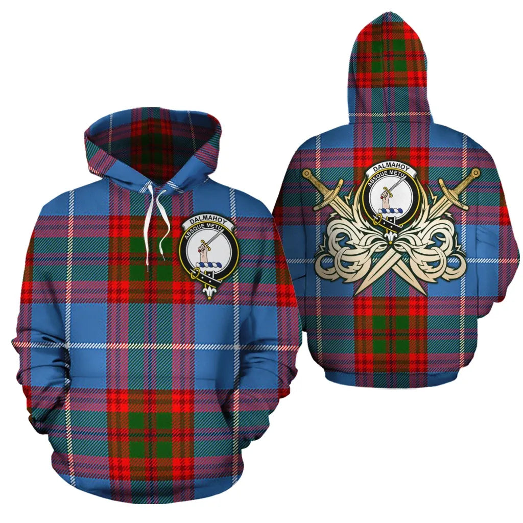 Printivon Dalmahoy Clan Crest Tartan Scottish Gold Thistle Hoodie