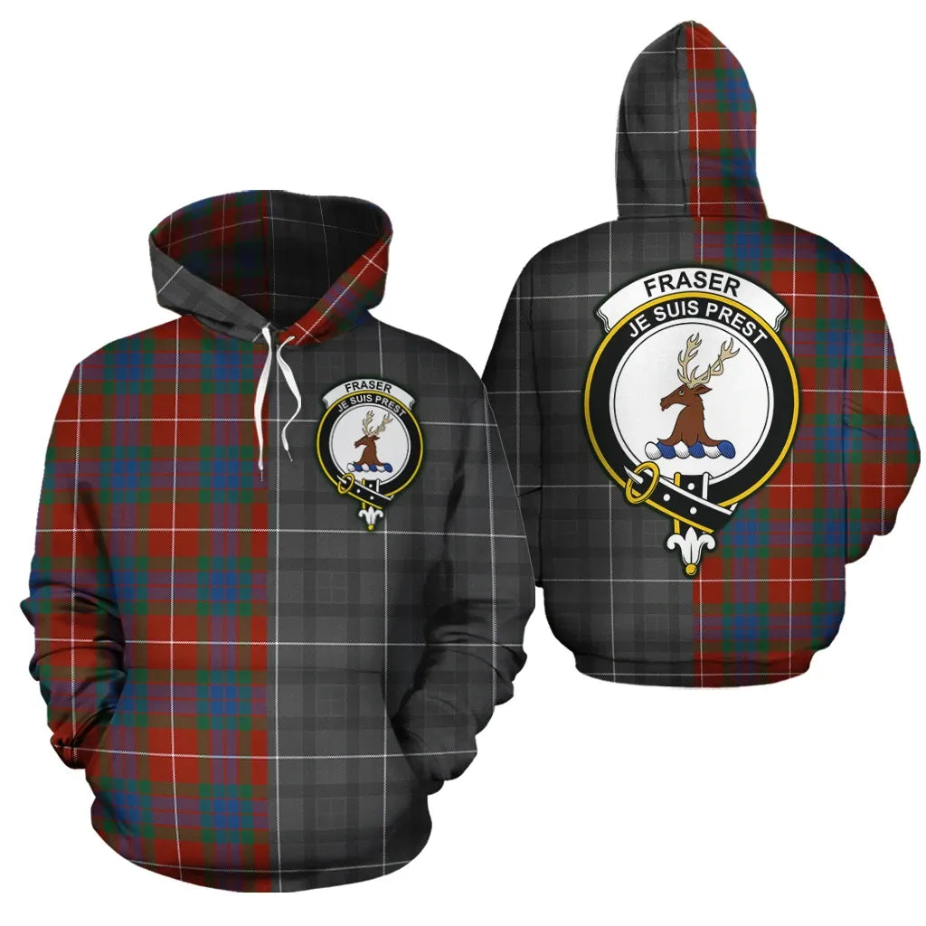 Printivon Fraser Ancient Clan Half Of Me New Version Crest Tartan Hoodie