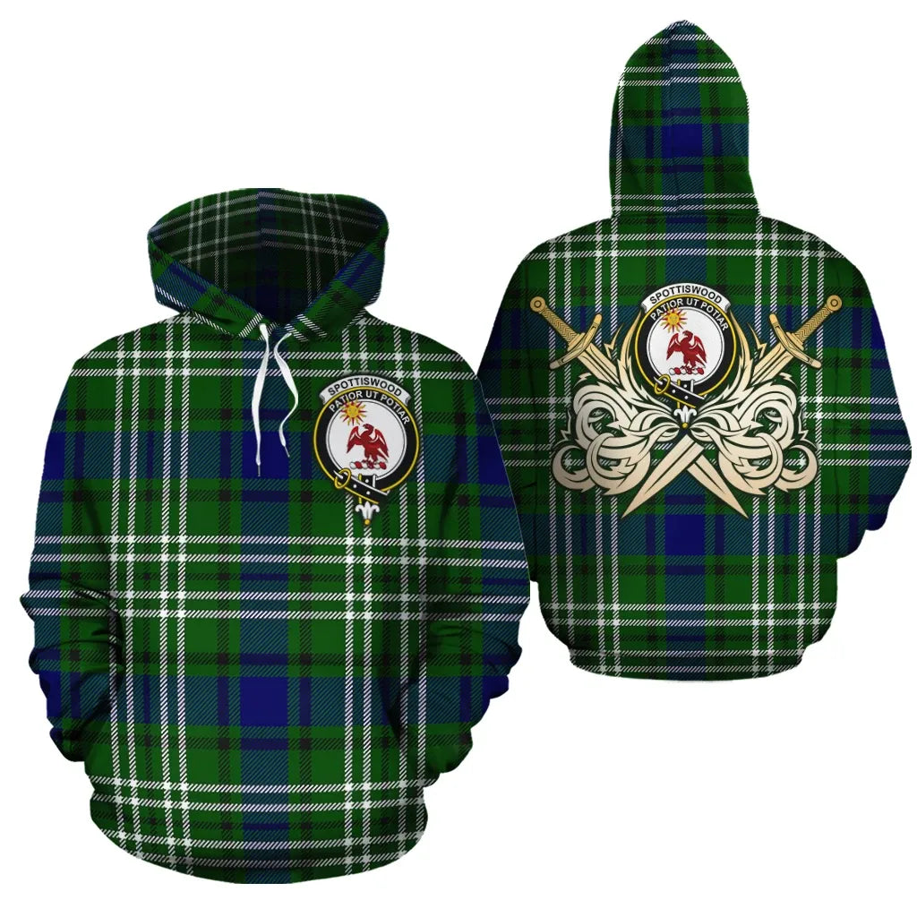 Printivon Spottiswood Clan Crest Tartan Scottish Gold Thistle Hoodie
