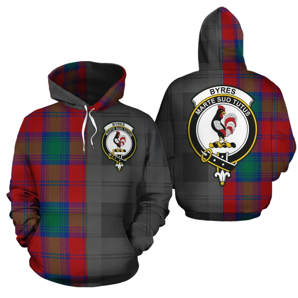 Printivon Byres Clan Half Of Me New Version Crest Tartan Hoodie