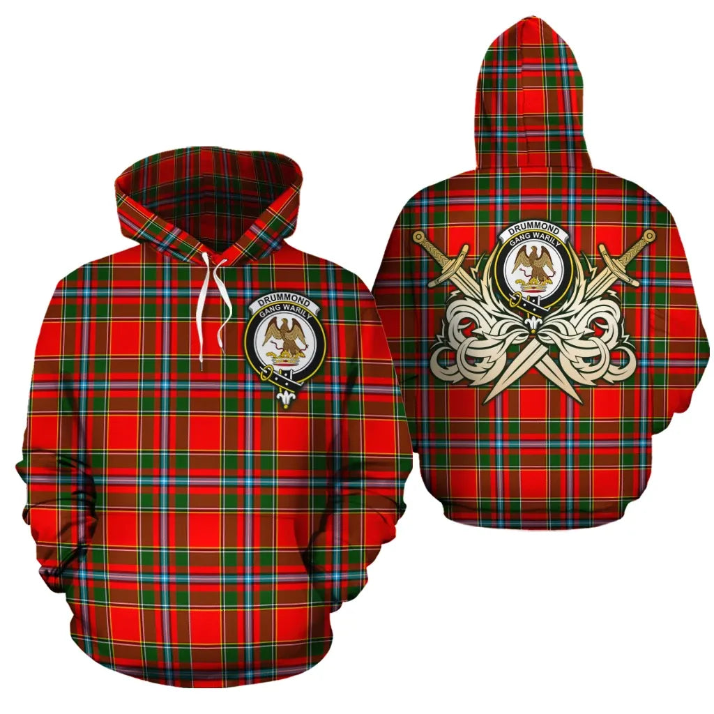 Printivon Drummond Of Perth Clan Crest Tartan Scottish Gold Thistle Hoodie