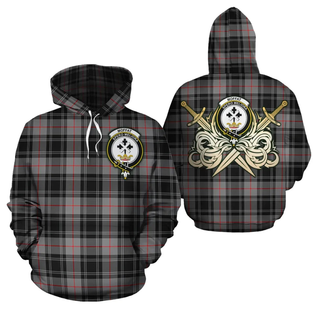 Printivon Moffat Modern Clan Crest Tartan Scottish Gold Thistle Hoodie