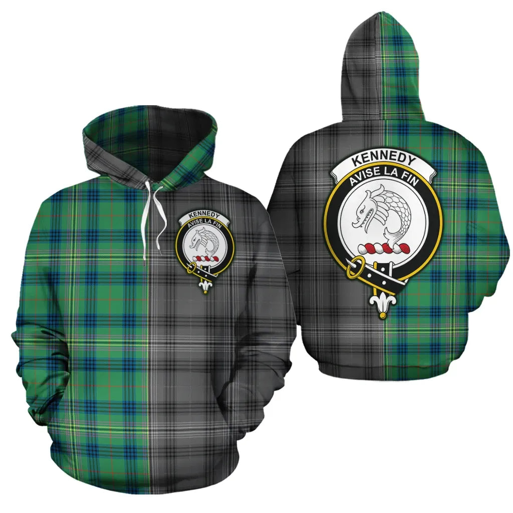 Printivon Kennedy Ancient Clan Half Of Me New Version Crest Tartan Hoodie