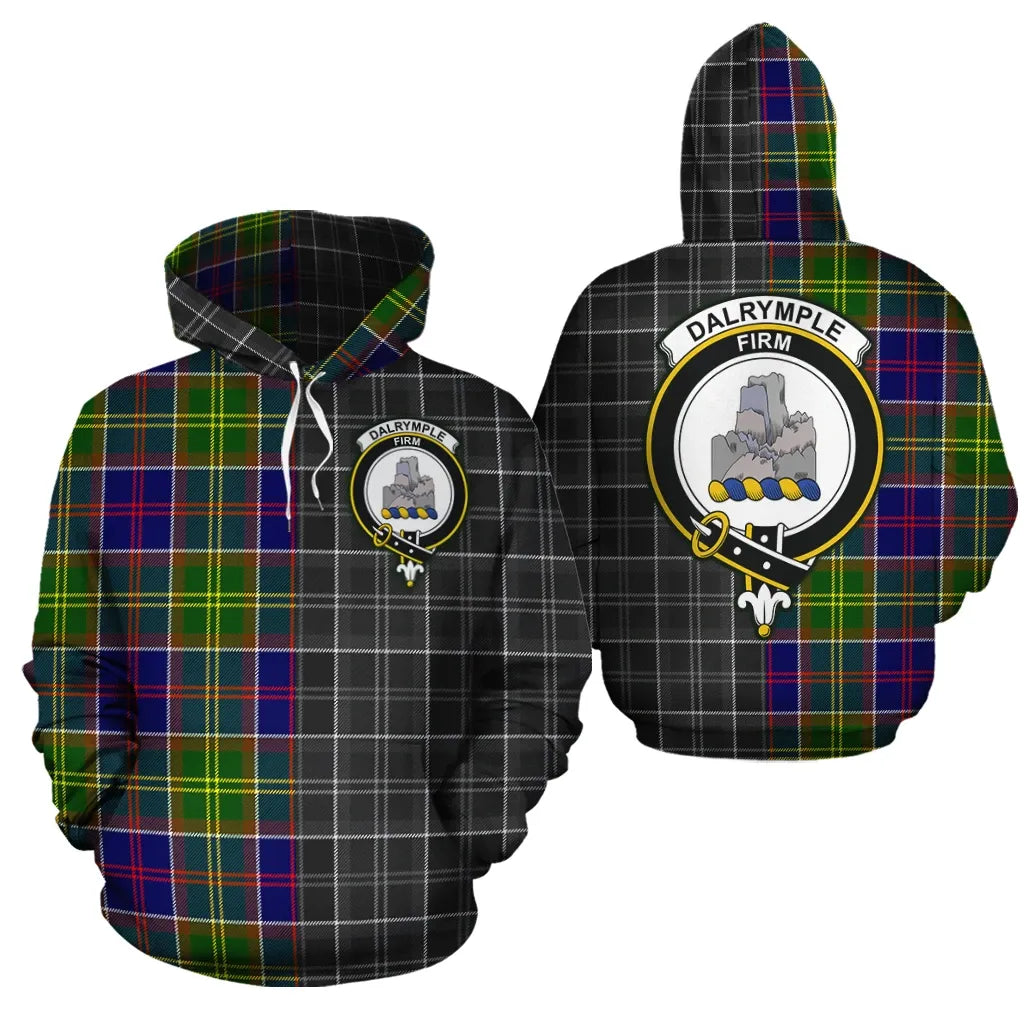 Printivon Dalrymple Clan Half Of Me New Version Crest Tartan Hoodie