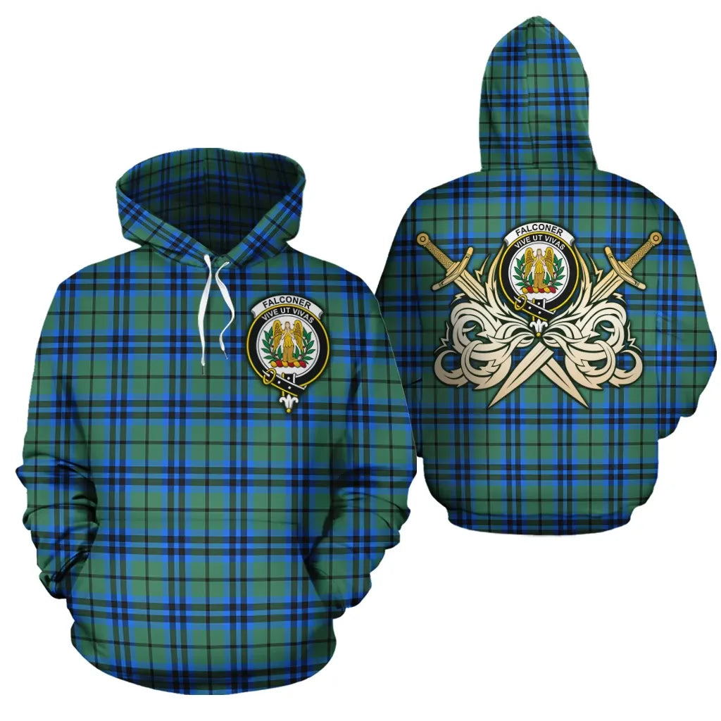 Printivon Falconer Clan Crest Tartan Scottish Gold Thistle Hoodie