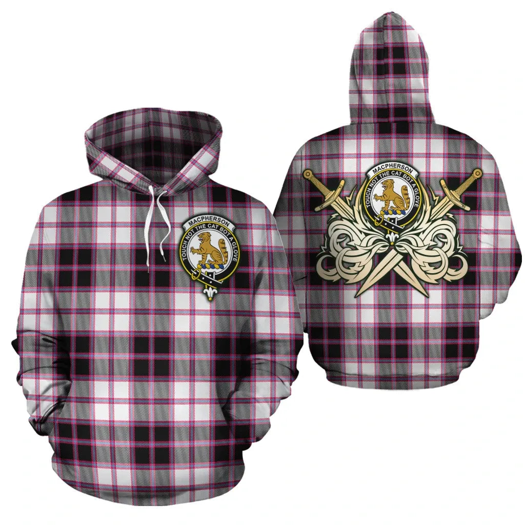 Printivon Macpherson Hunting Modern Clan Crest Tartan Scottish Gold Thistle Hoodie