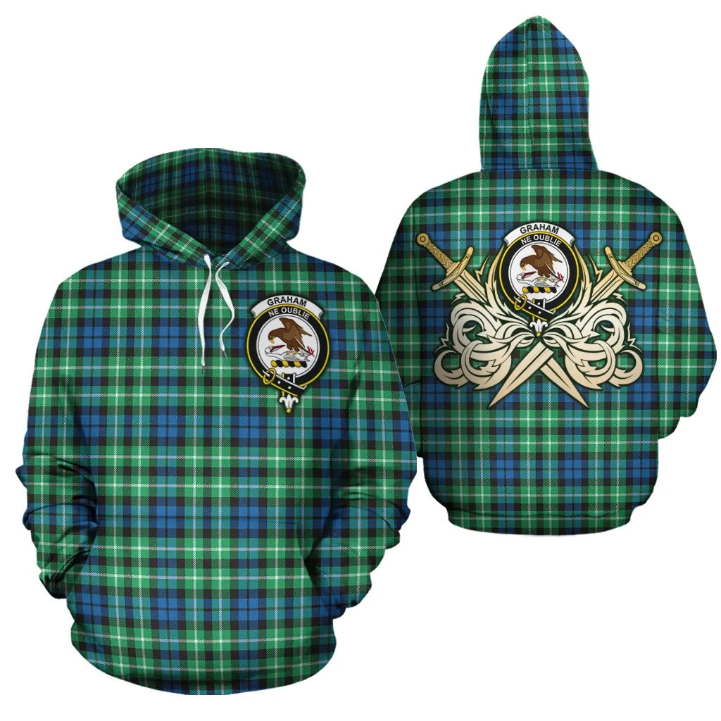 Printivon Graham Of Montrose Ancient Clan Crest Tartan Scottish Gold Thistle Hoodie