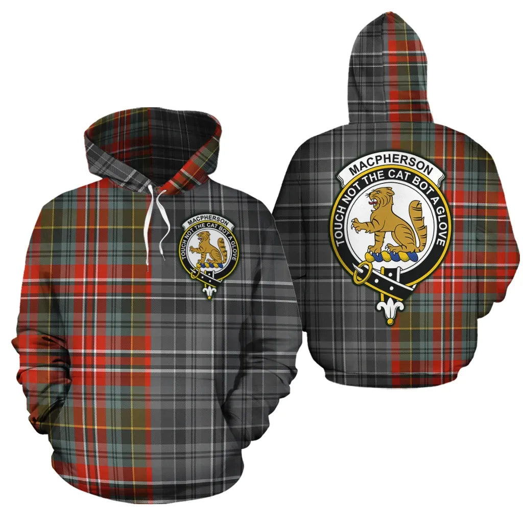 Printivon Macpherson Weathered Clan Half Of Me New Version Crest Tartan Hoodie