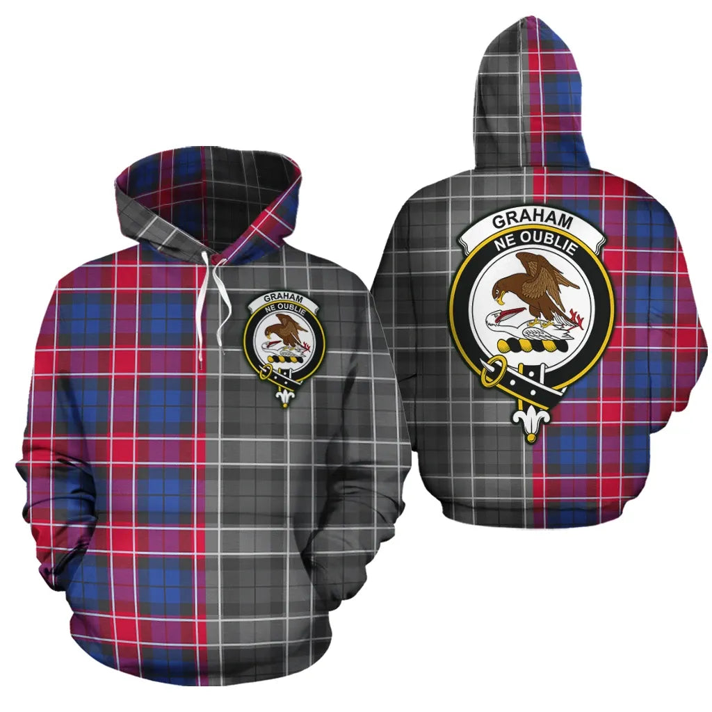 Printivon Graham Of Menteith Red Clan Half Of Me New Version Crest Tartan Hoodie