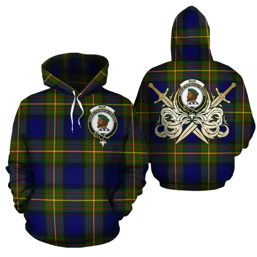 Printivon Muir Clan Crest Tartan Scottish Gold Thistle Hoodie