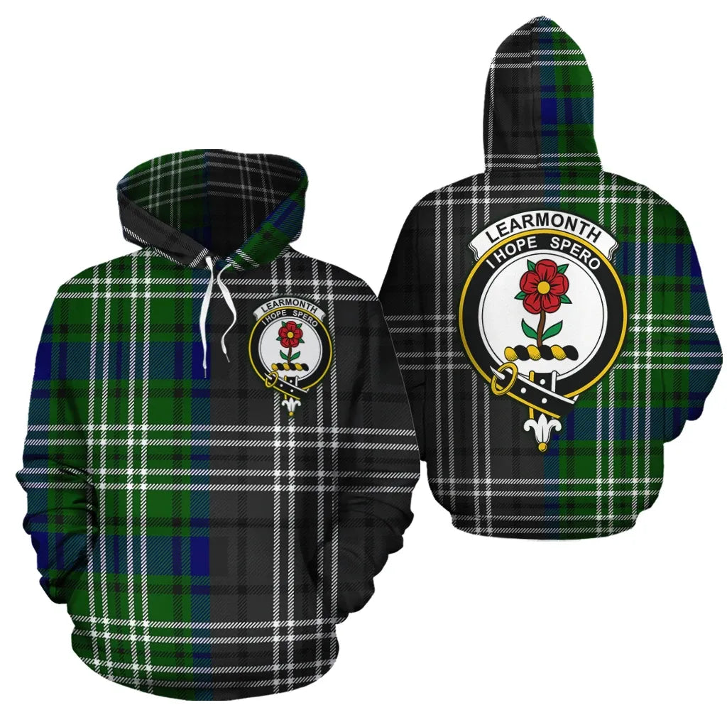 Printivon Learmonth Clan Half Of Me New Version Crest Tartan Hoodie
