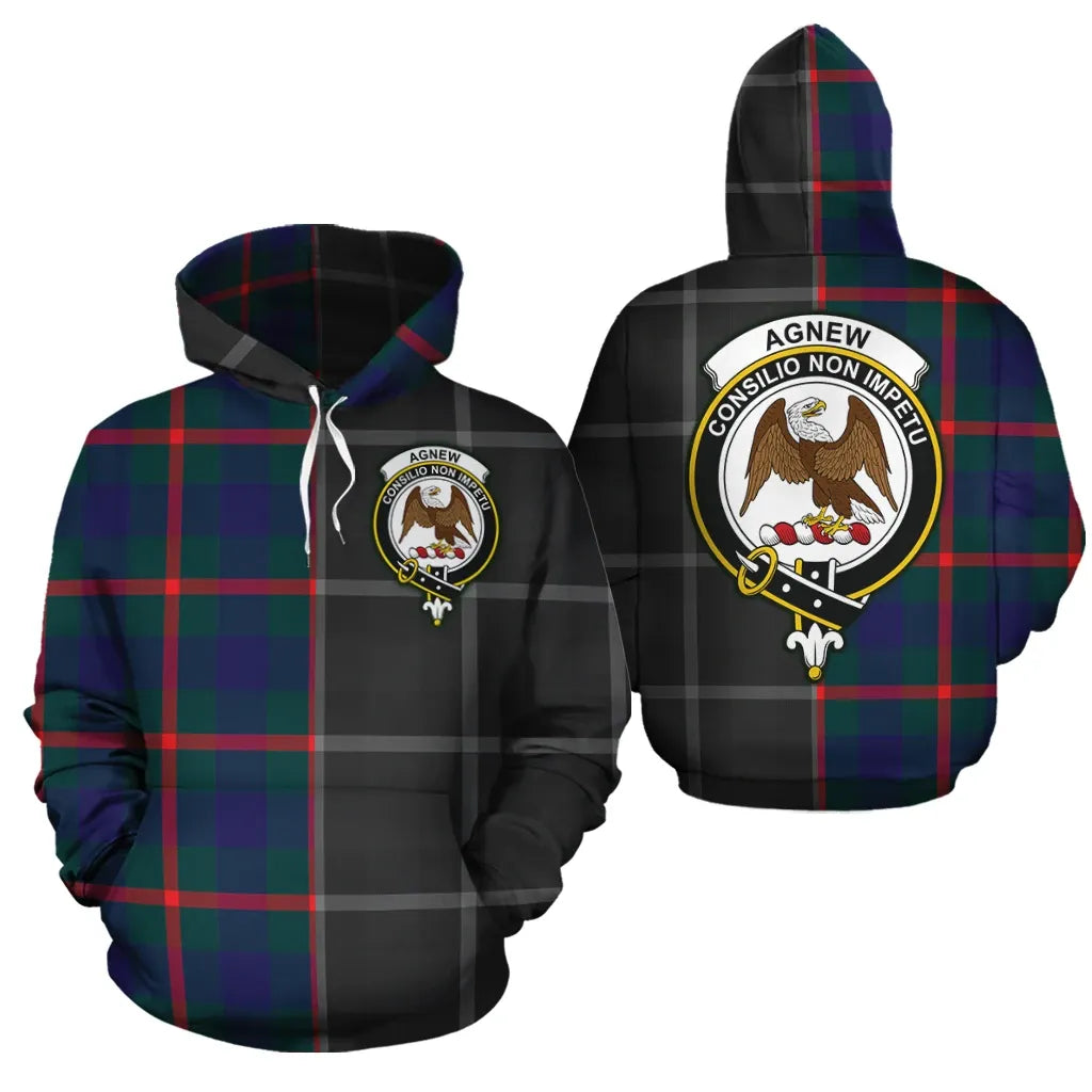 Printivon Agnew Modern Clan Half Of Me New Version Crest Tartan Hoodie