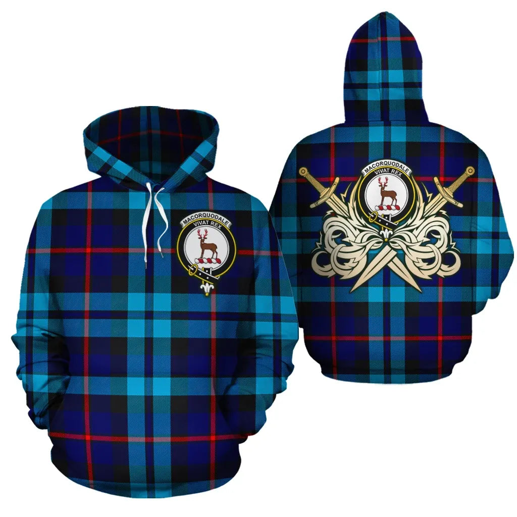 Printivon Maccorquodale Clan Crest Tartan Scottish Gold Thistle Hoodie