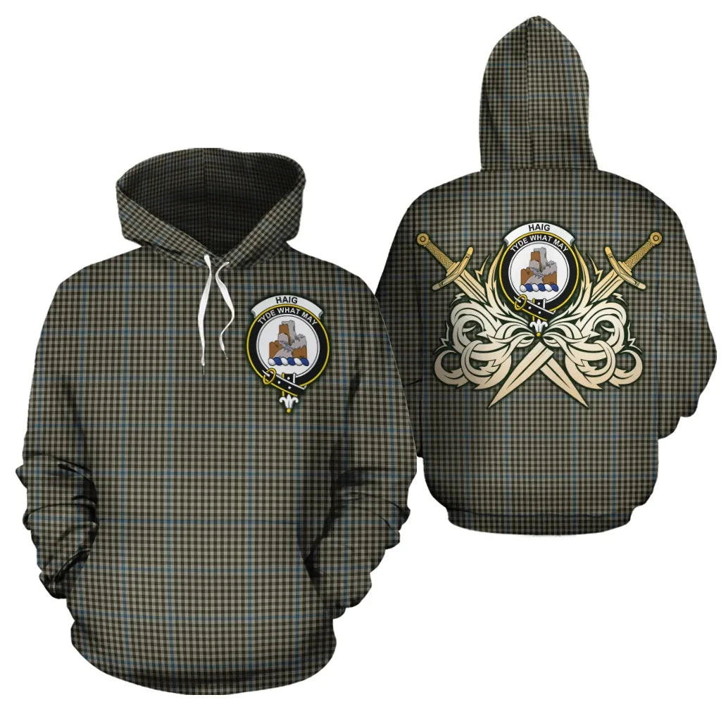 Printivon Haig Clan Crest Tartan Scottish Gold Thistle Hoodie