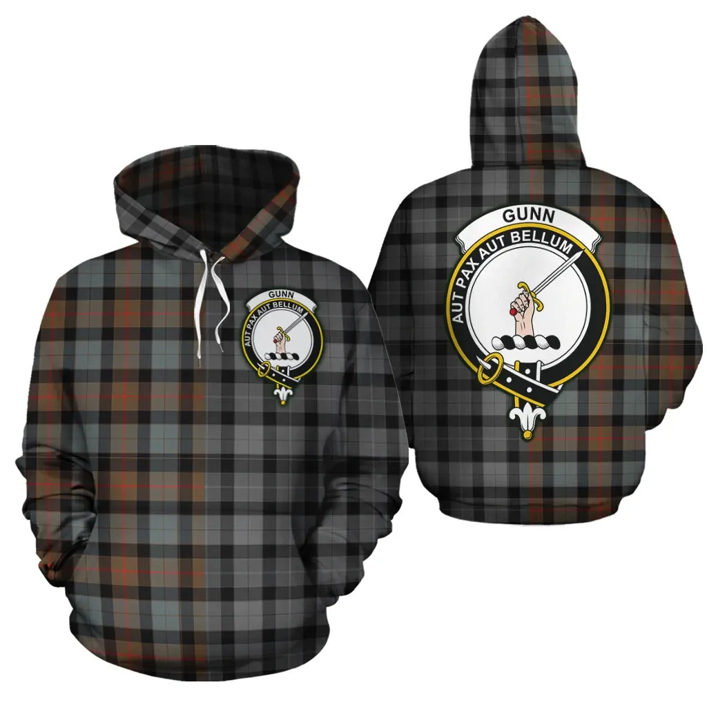 Printivon Gunn Weathered Clan Half Of Me New Version Crest Tartan Hoodie
