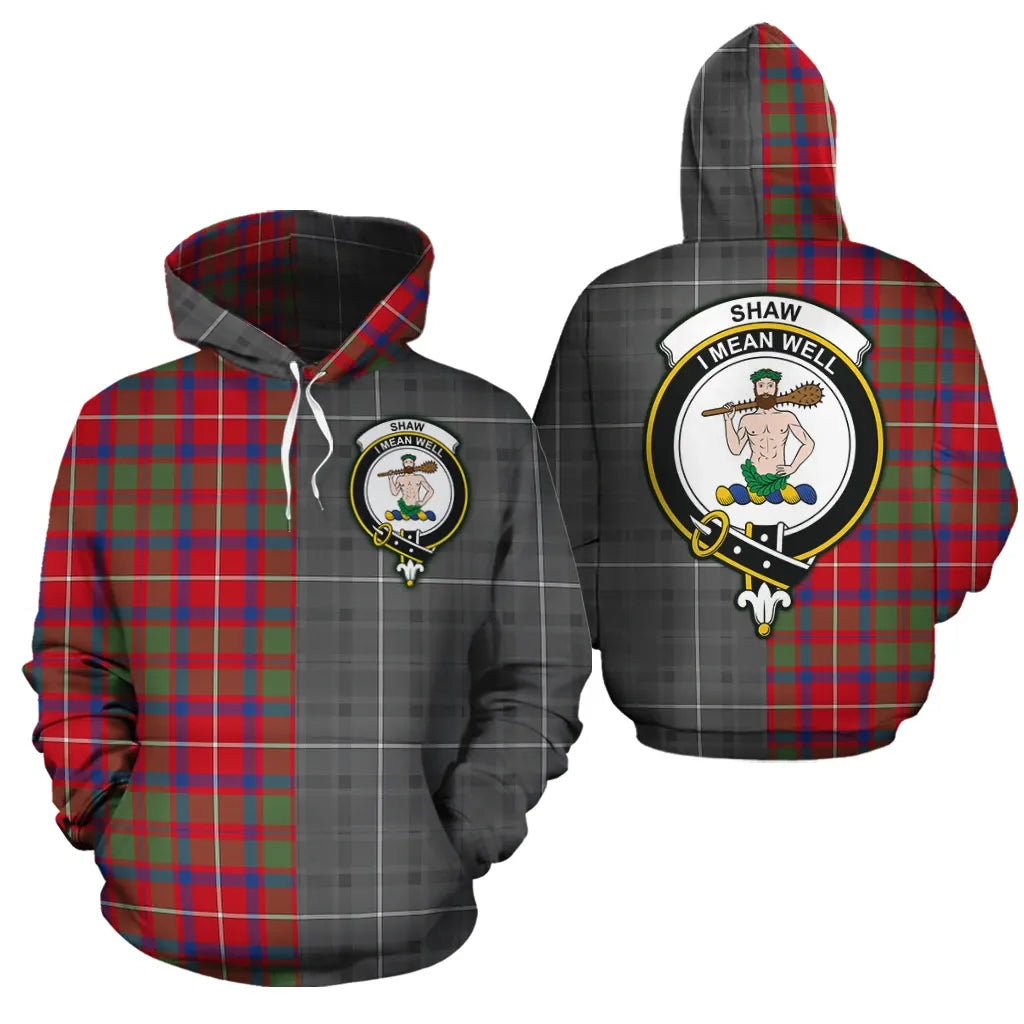 Printivon Shaw Red Modern Clan Half Of Me New Version Crest Tartan Hoodie