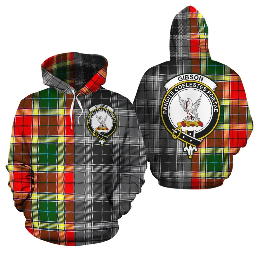 Printivon Gibson Clan Half Of Me New Version Crest Tartan Hoodie