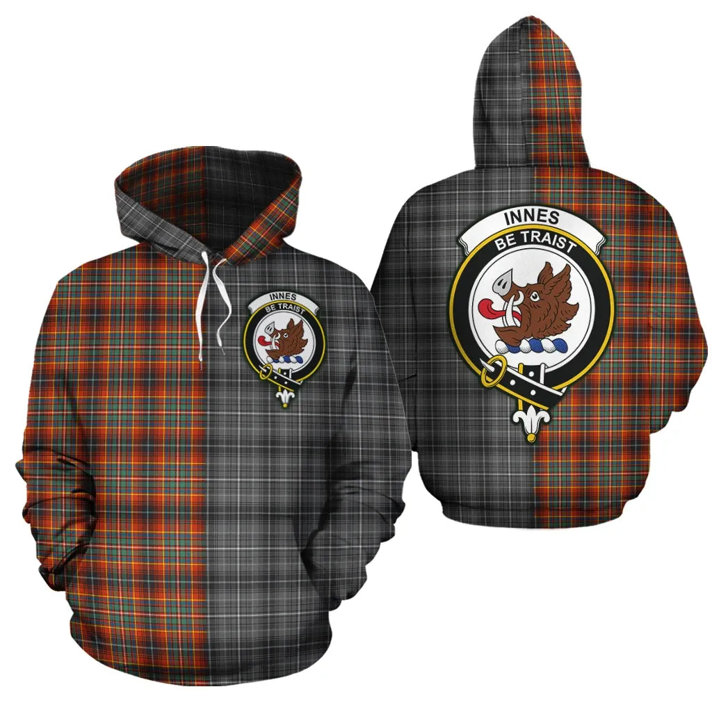 Printivon Innes Ancient Clan Half Of Me New Version Crest Tartan Hoodie