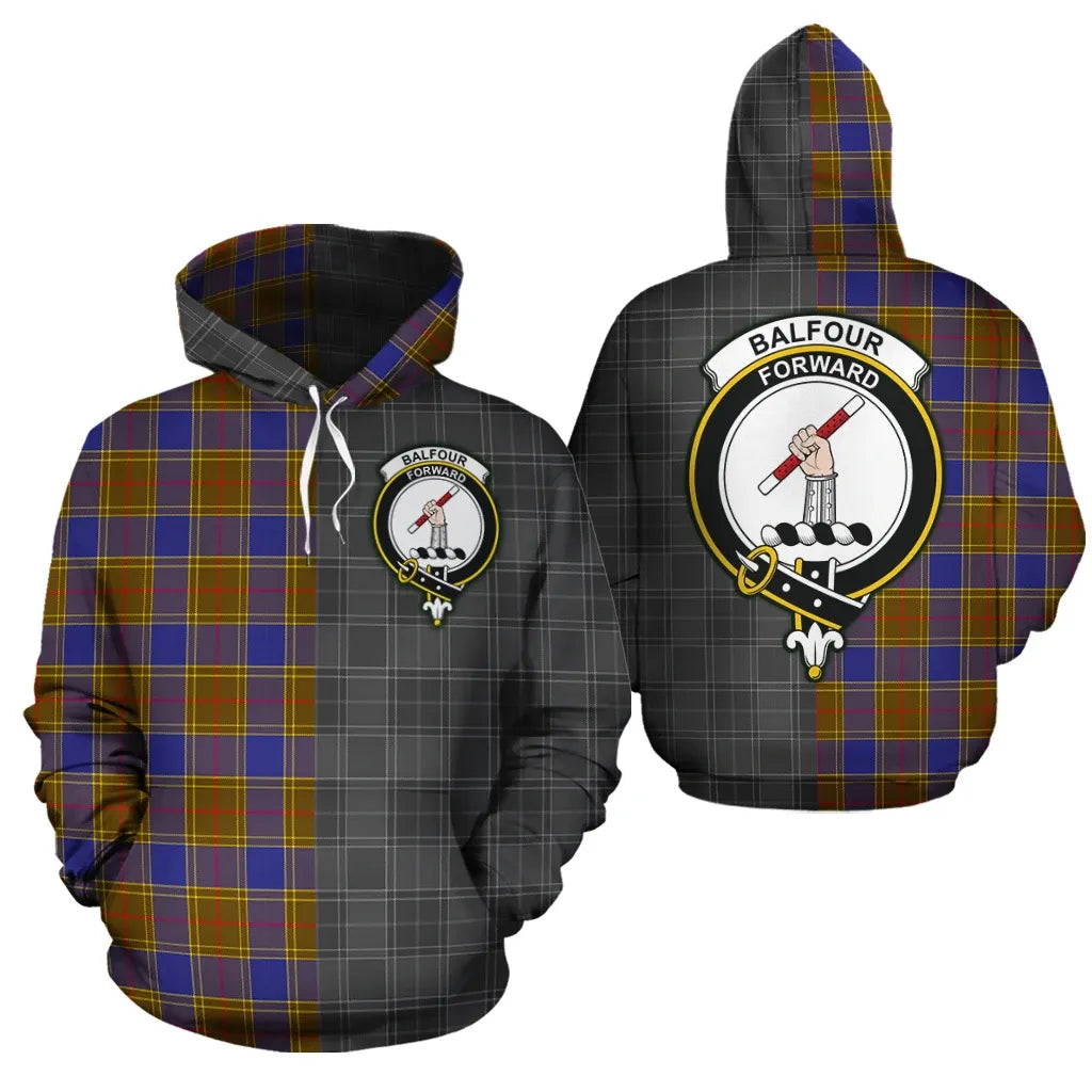 Printivon Balfour Modern Clan Half Of Me New Version Crest Tartan Hoodie