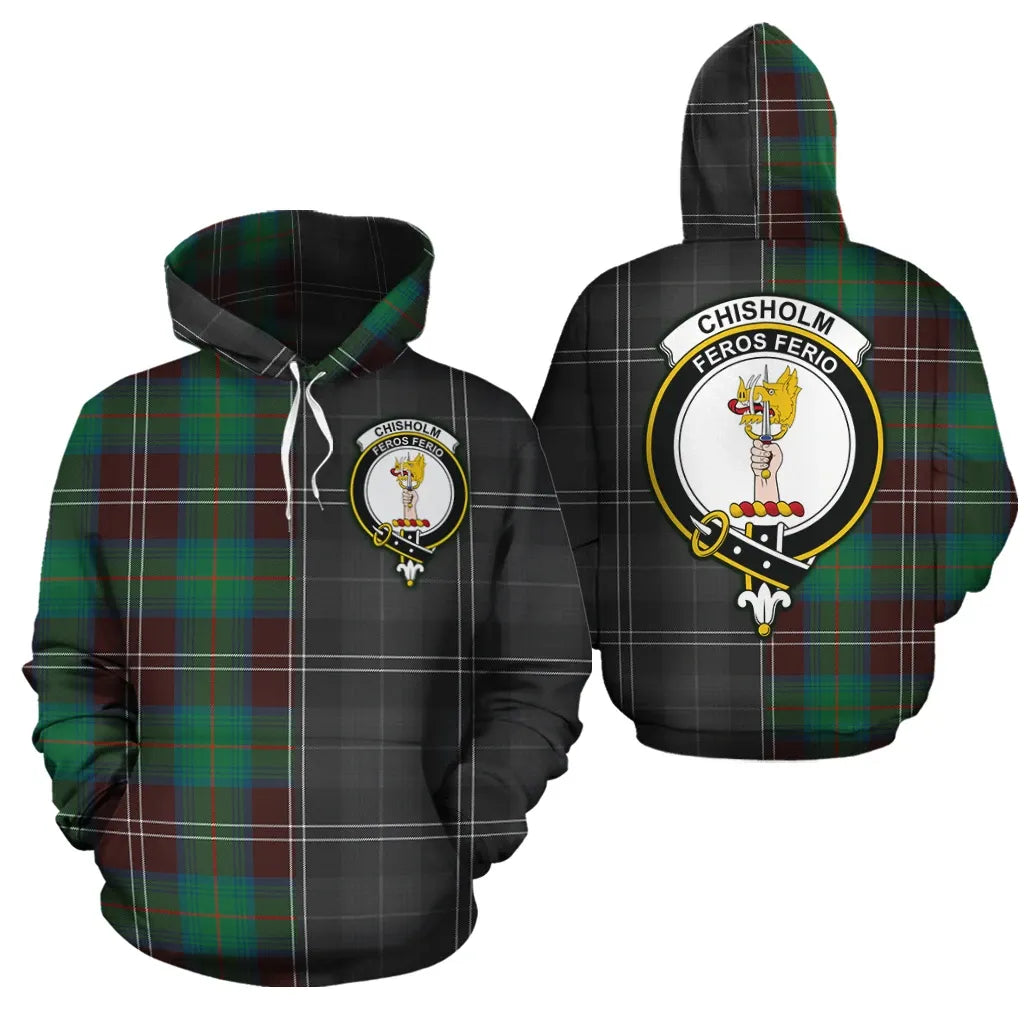 Printivon Chisholm Hunting Ancient Clan Half Of Me New Version Crest Tartan Hoodie