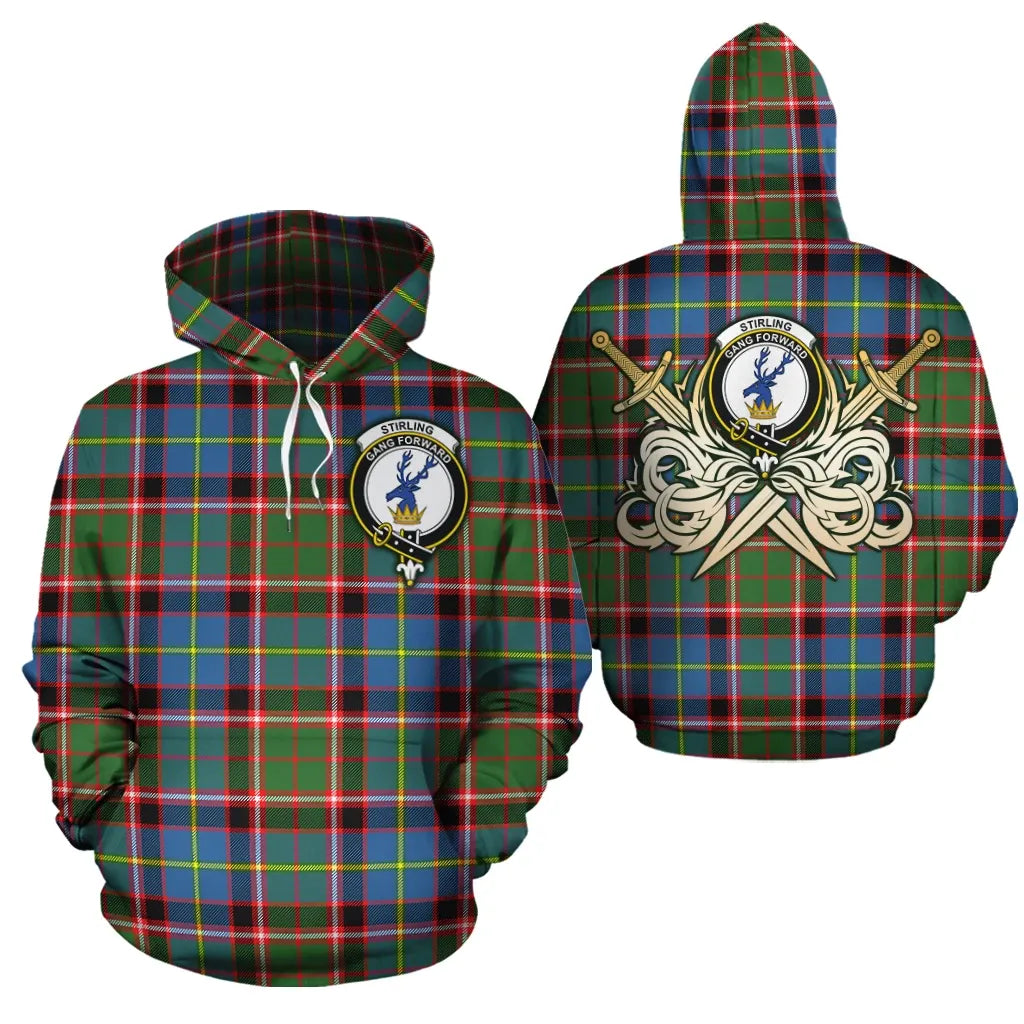 Printivon Stirling Bannockburn Clan Crest Tartan Scottish Gold Thistle Hoodie