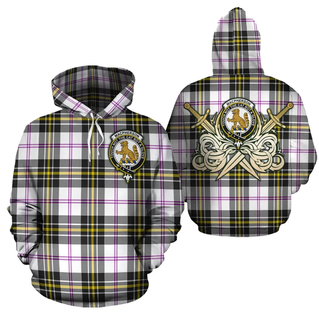 Printivon Macpherson Dress Modern Clan Crest Tartan Scottish Gold Thistle Hoodie