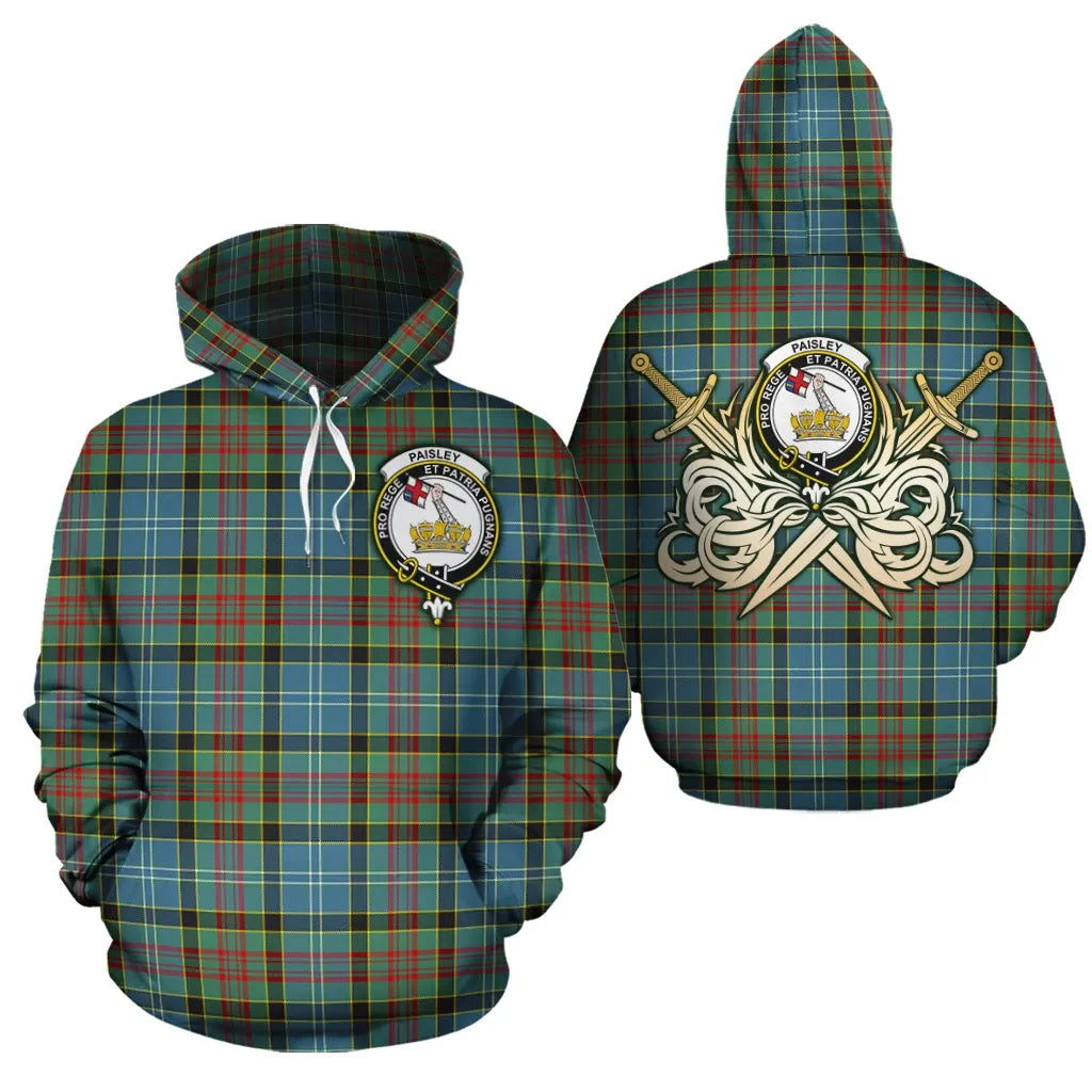 Printivon Paisley Clan Crest Tartan Scottish Gold Thistle Hoodie