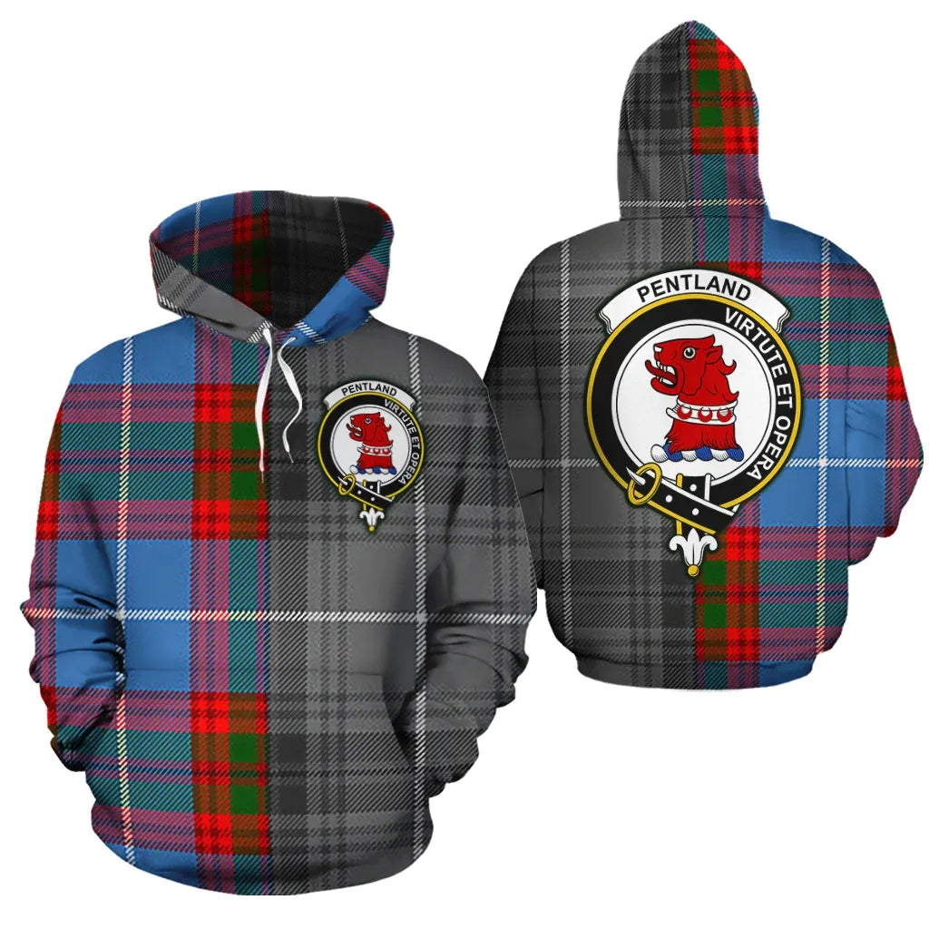 Printivon Pentland Clan Half Of Me New Version Crest Tartan Hoodie