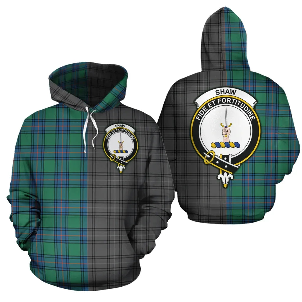 Printivon Shaw Ancient Clan Half Of Me New Version Crest Tartan Hoodie